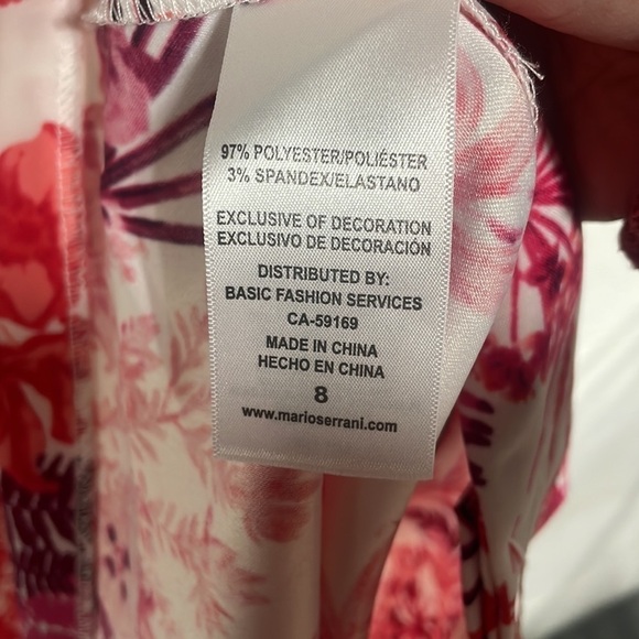 Mario Serrani Red| White Floral Sheath Dress Sz 8 - Picture 3 of 4